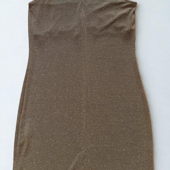 Ralph Lauren Gold Metallic Bodycon Dress, Size L (Fits S–M) - Picture 1 of 8
